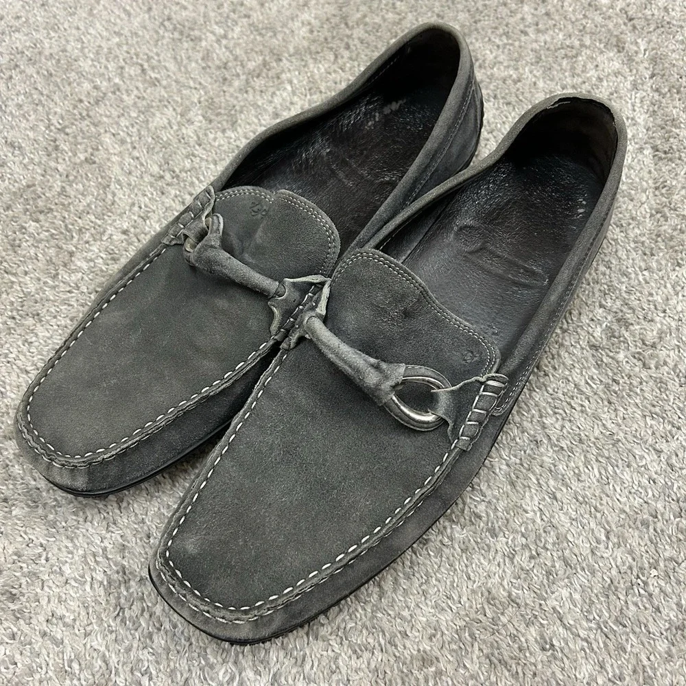 Donald J Pliner Horsebit Loafers Men's Size 13 Gray Edlyn Shoes Slip On Suede - Picture 1 of 13